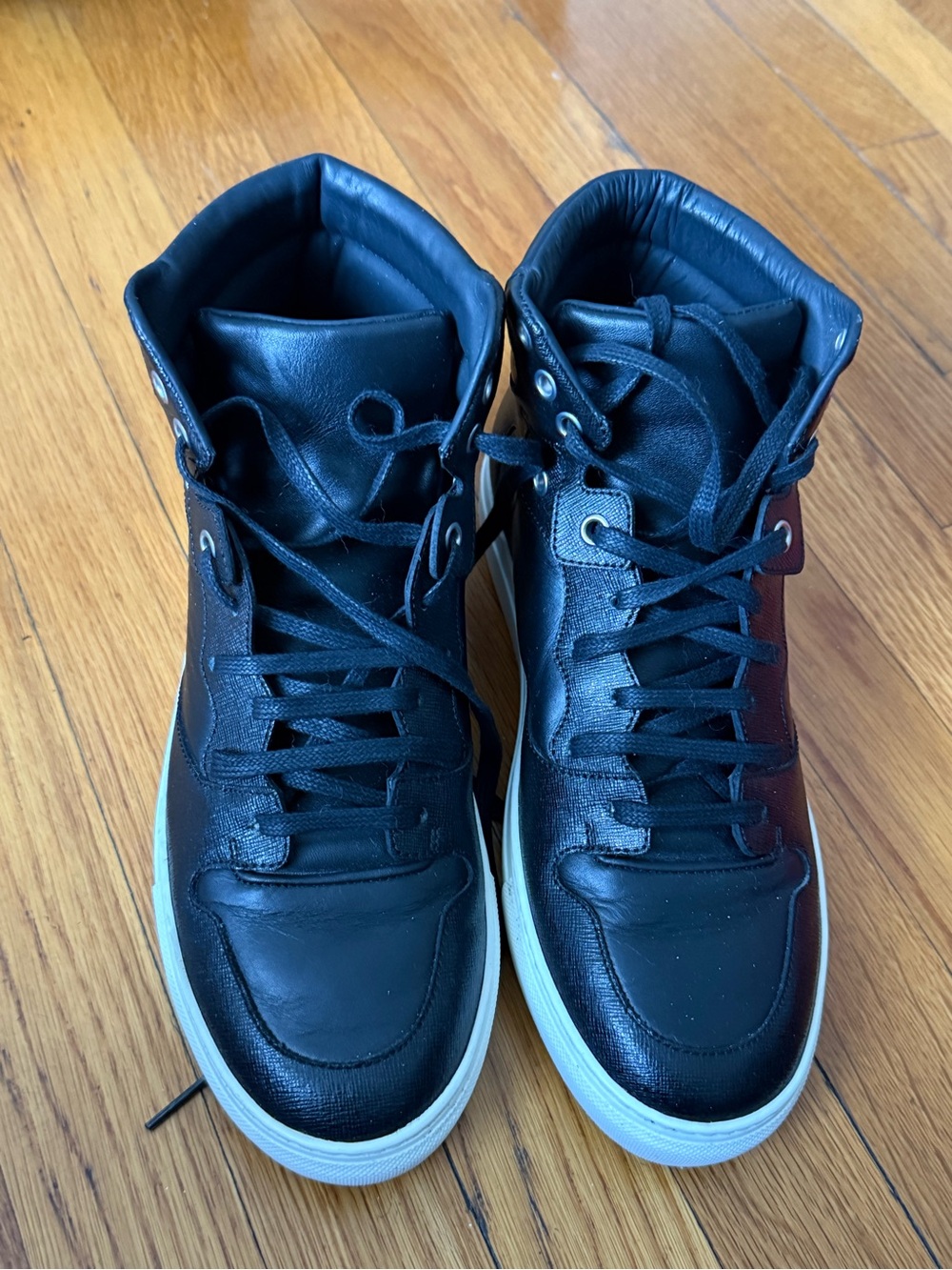Balenciaga Black High-Top Leather Sneakers